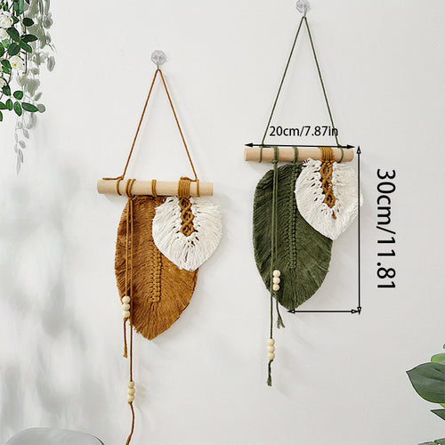 Bohemian Leaf Weaving Wall Hanging Handmade Wall Decoration for Living Room Bohemian Tapestry for Bedroom