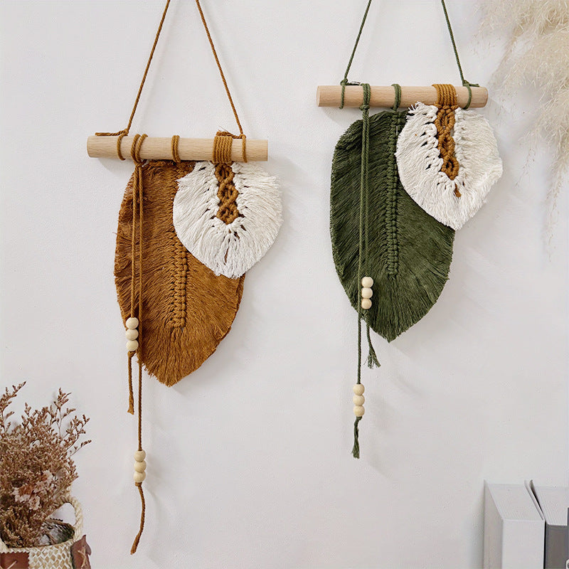 Bohemian Leaf Weaving Wall Hanging Handmade Wall Decoration for Living Room Bohemian Tapestry for Bedroom