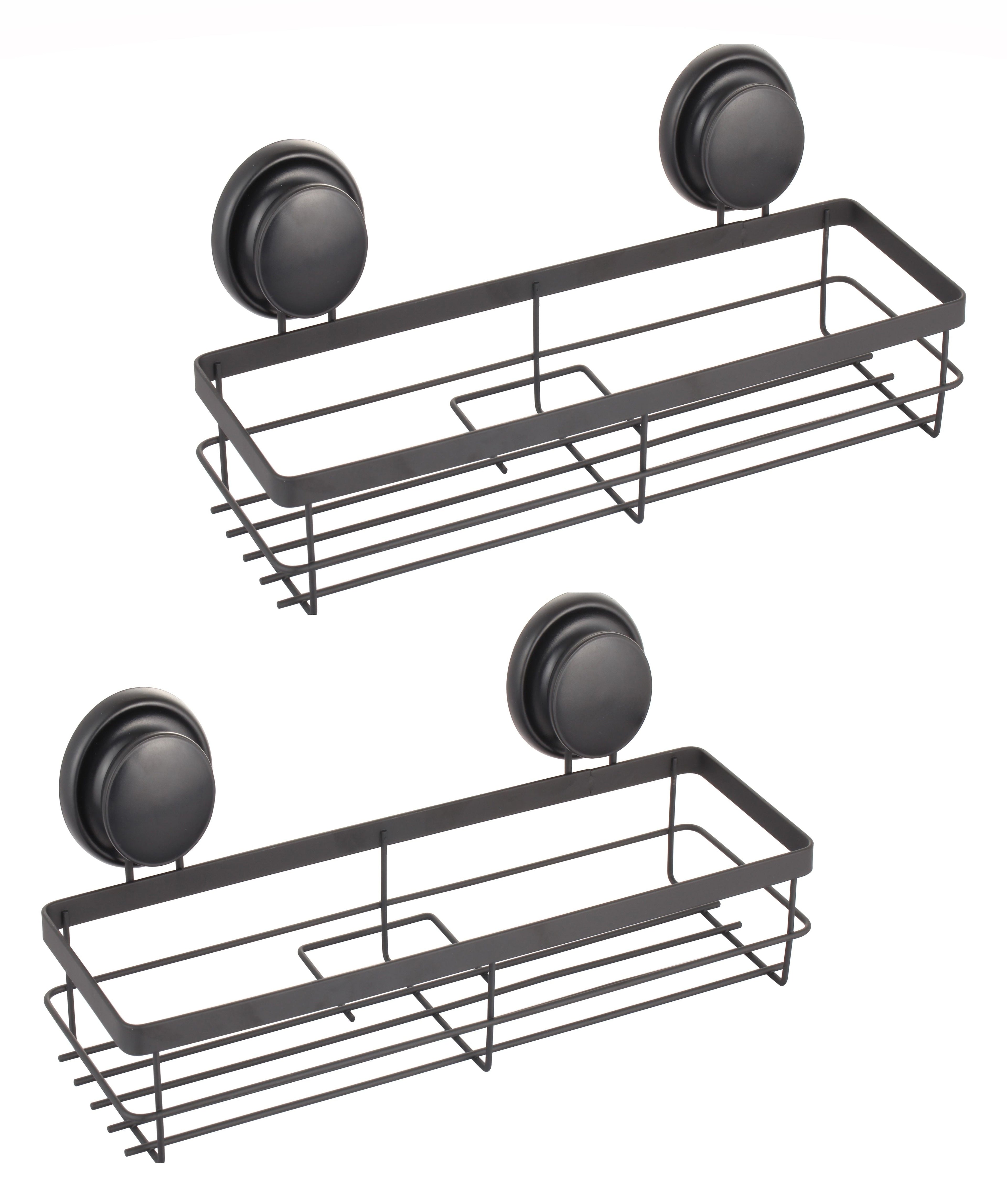 NNEDSZ 2 Pack Rectangular Corner Shower Caddy Shelf Basket Rack with Premium Vacuum Suction Cup No-Drilling for Bathroom and Kitchen