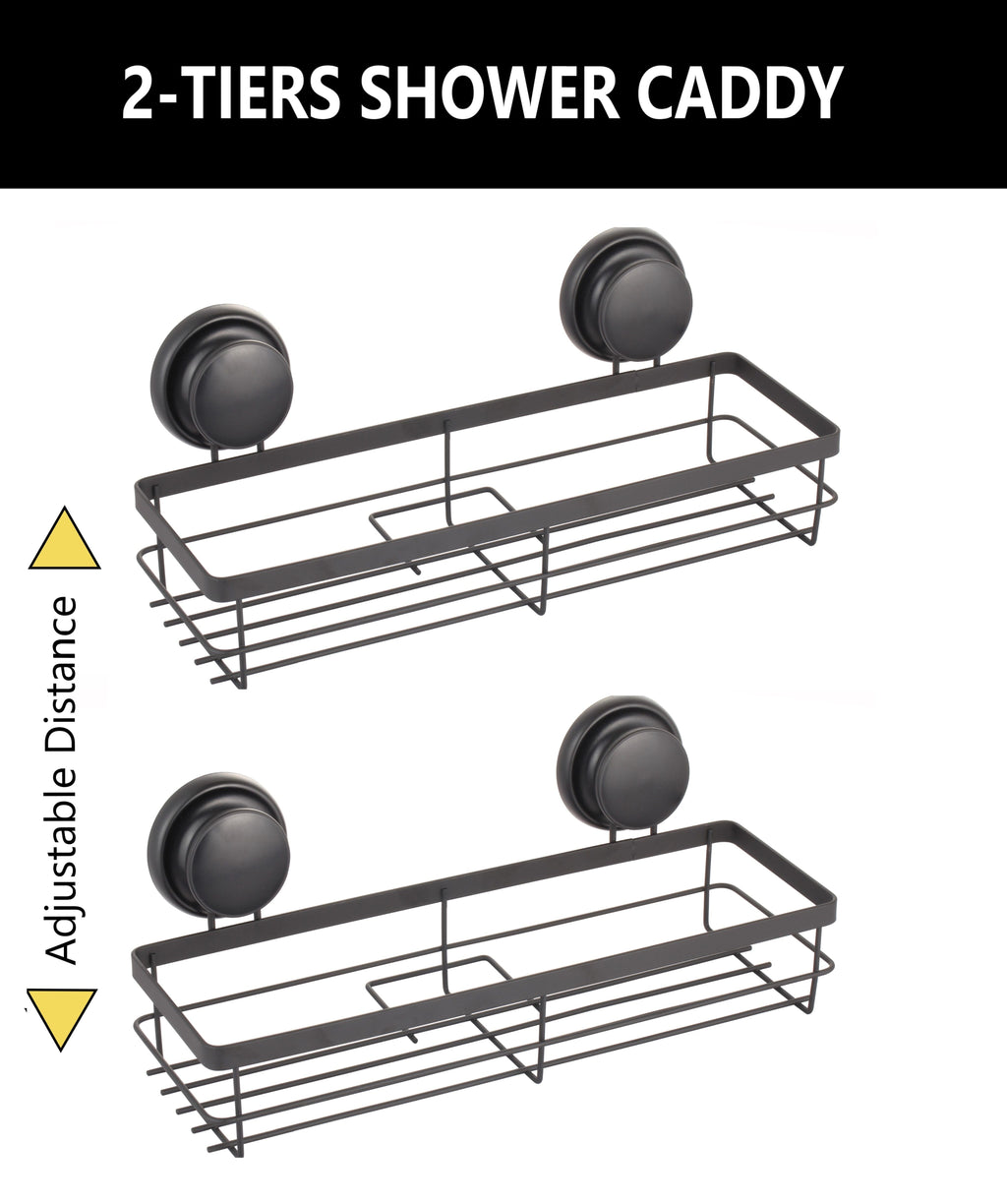 NNEDSZ 2 Pack Rectangular Corner Shower Caddy Shelf Basket Rack with Premium Vacuum Suction Cup No-Drilling for Bathroom and Kitchen