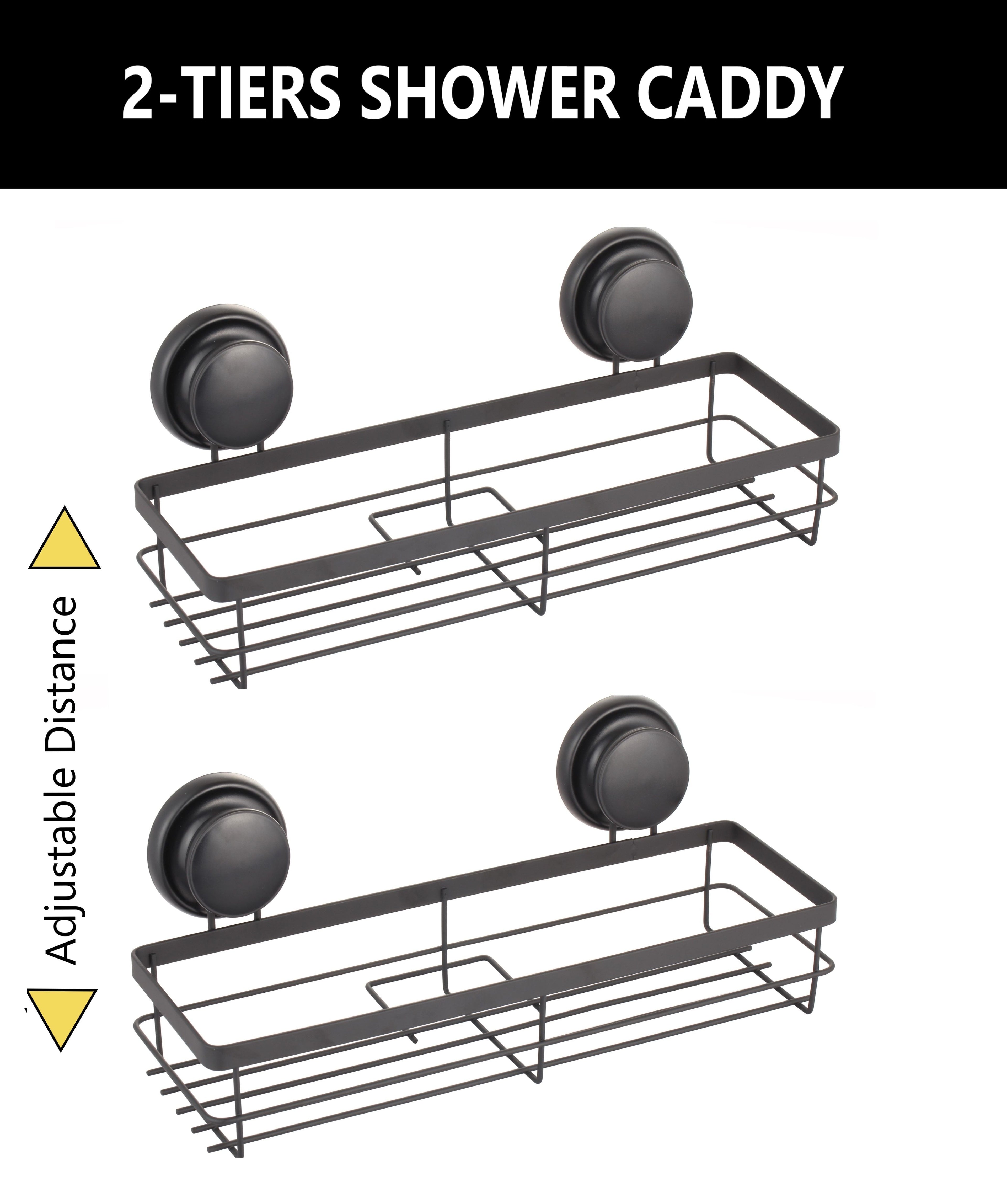 NNEDSZ 2 Pack Rectangular Corner Shower Caddy Shelf Basket Rack with Premium Vacuum Suction Cup No-Drilling for Bathroom and Kitchen