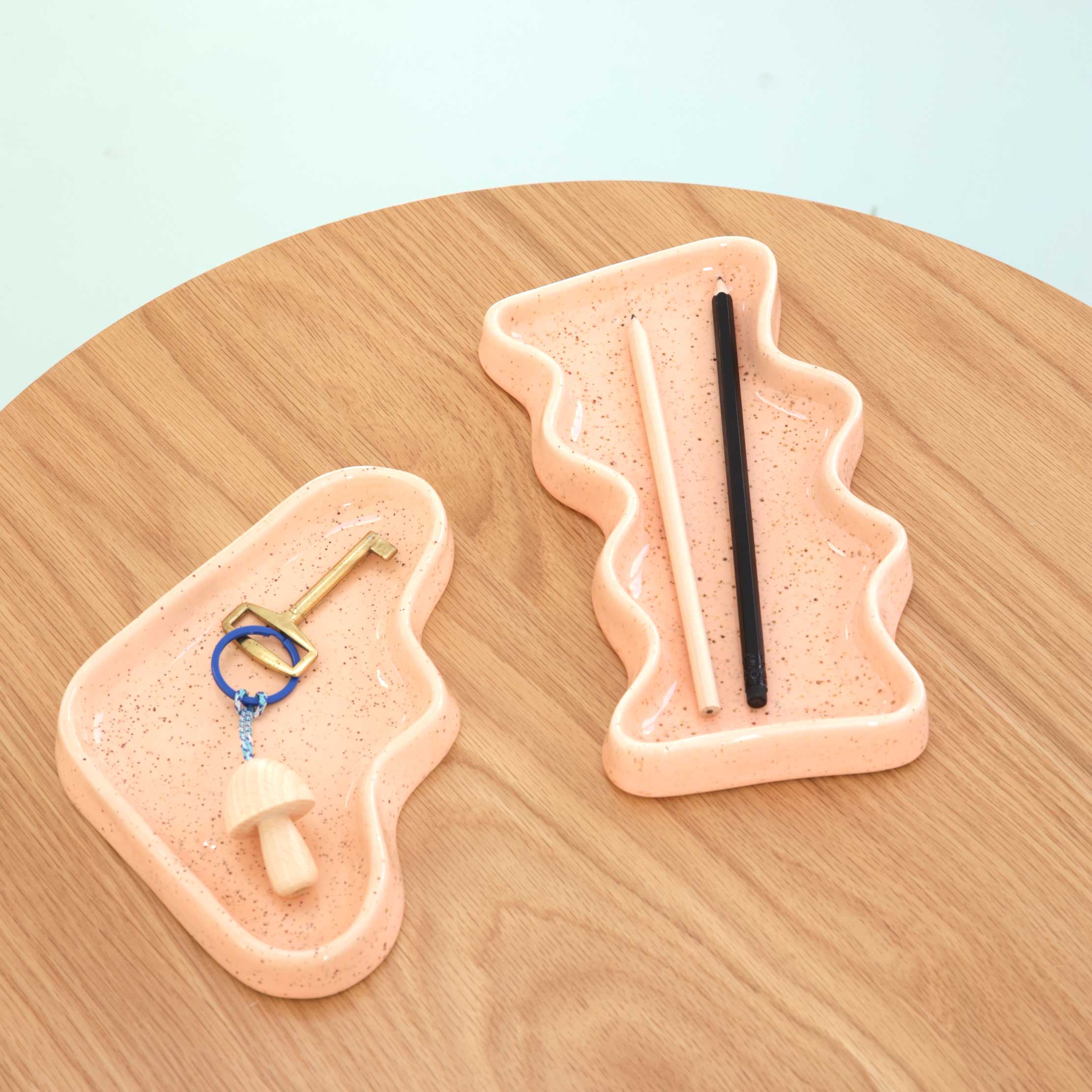 Ceramic Wave Trays - Speckled Peach - Triangle